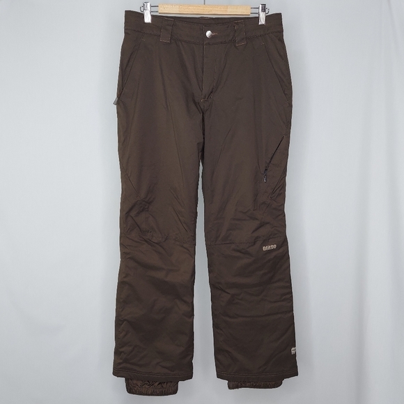 Orage Winter Sport Pants Snowboard Ski Nylon Snap Zip Pocket Brown Medium